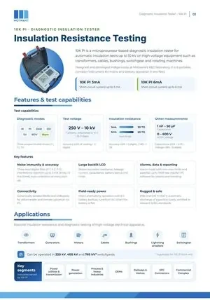 10kV Diagnostic Insulation Tester catalogue page 1