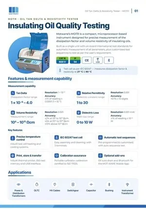 Automatic Dielectric Constant, Tan delta & Resistivity Test Set catalogue page 1