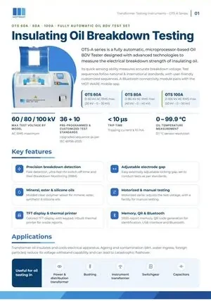 Automatic Oil Insulation Test Set catalogue page 1