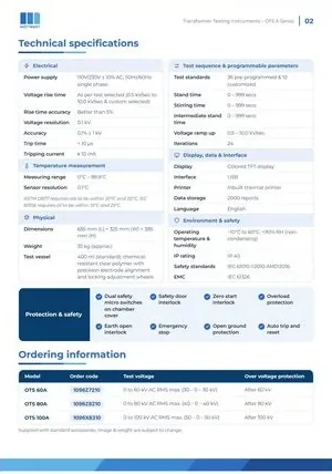 Automatic Oil Insulation Test Set catalogue page 2