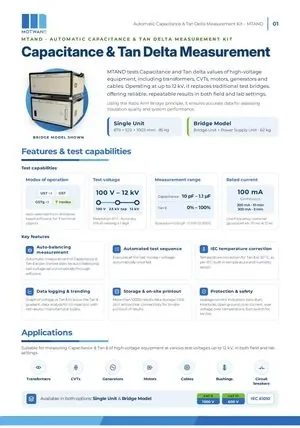 Capacitance & Tan Delta Measurement Kit catalogue page 1