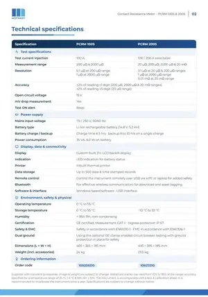 Contact Resistance Meter catalogue page 2