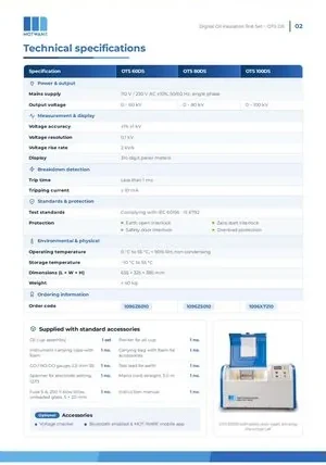 Digital Oil Insulation Test Set catalogue page 2