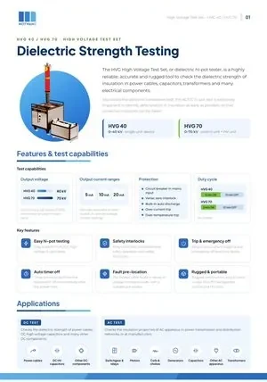 High Voltage Test Set catalogue page 1