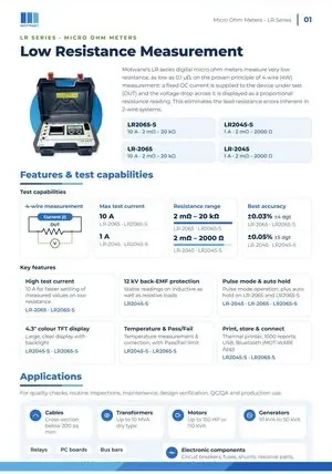 Micro Ohm Meter catalogue page 1