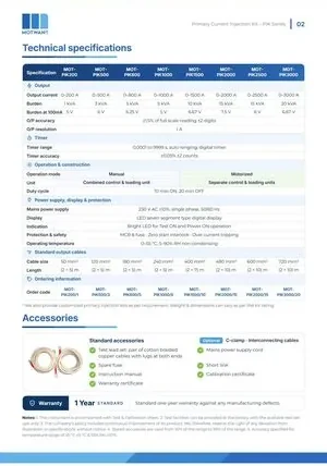 Primary Current Injection Kit catalogue page 2