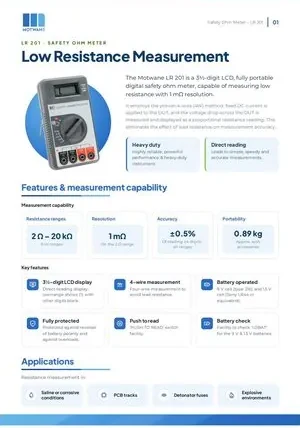 Safety Ohm Meter catalogue page 1