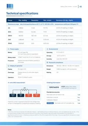 Safety Ohm Meter catalogue page 2
