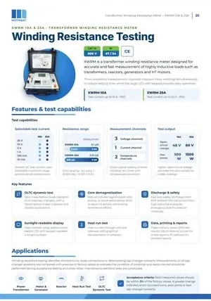 Transformer Winding Resistance Meter catalogue page 1